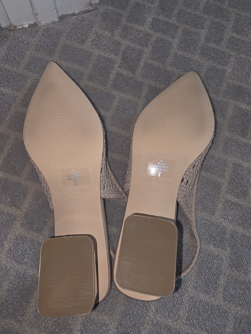 Marc Fisher Beige Woven Pointed Slingback Heels - Picture 3 of 3